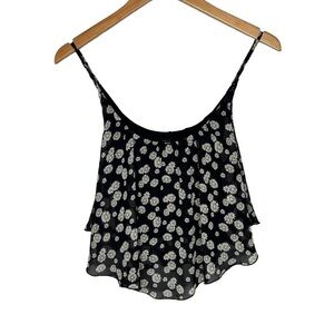 Poetry black white floral camisole crop top Sz M